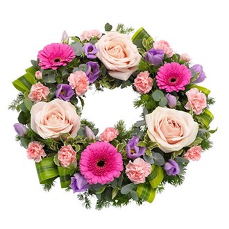 Shades of Pink Funeral Wreath. 